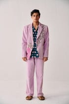 Vintage artwork embroidered blazer-Bubblegum Pink view 2