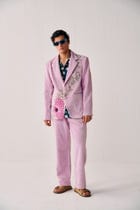 Vintage artwork embroidered blazer-Bubblegum Pink view 4
