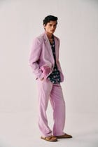 Vintage artwork embroidered blazer-Bubblegum Pink view 5
