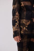 Floral hand embroidered checked blazer view 3