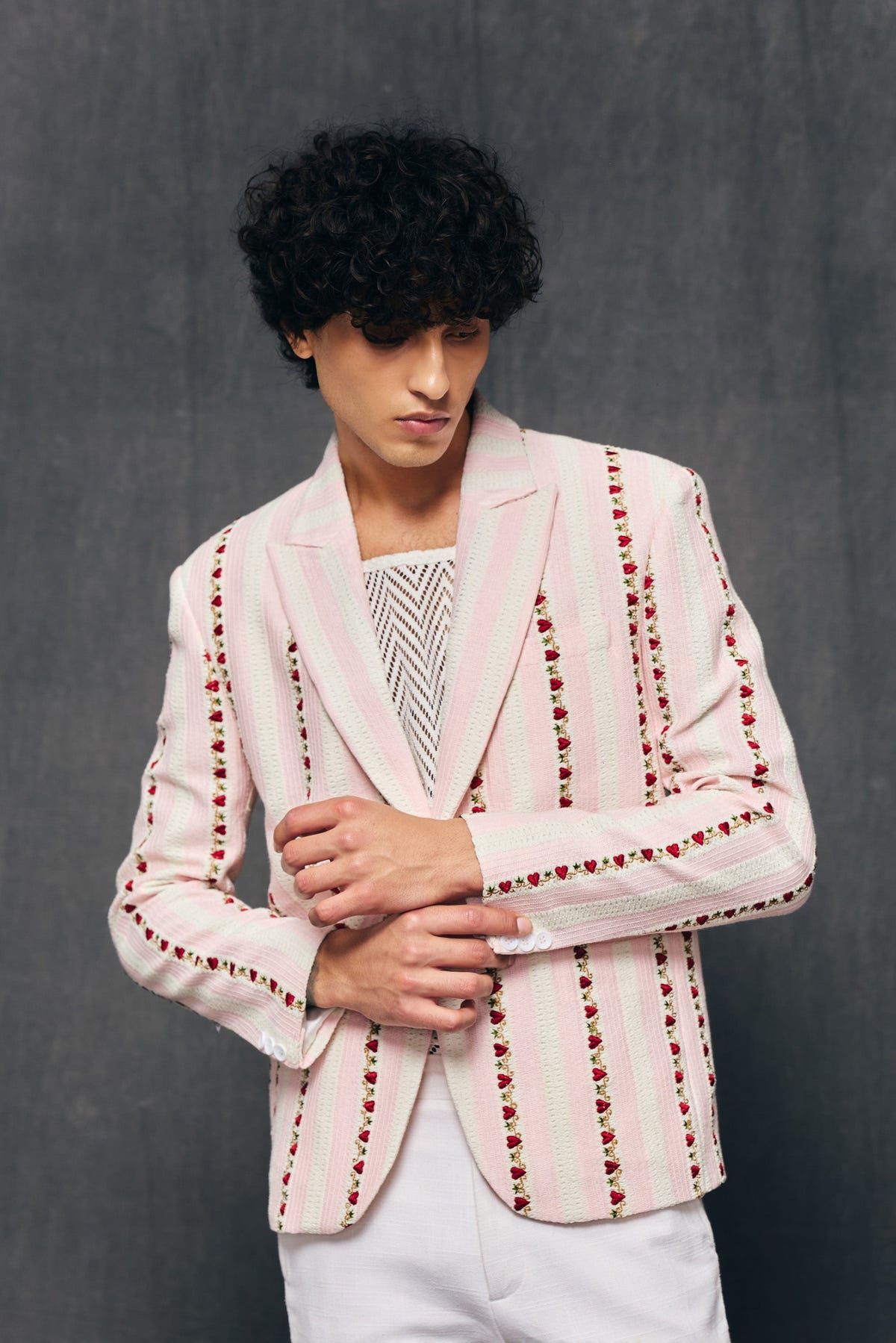 "Love stripes" embroidered blazer - image 2