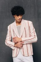 "Love stripes" embroidered blazer view 2