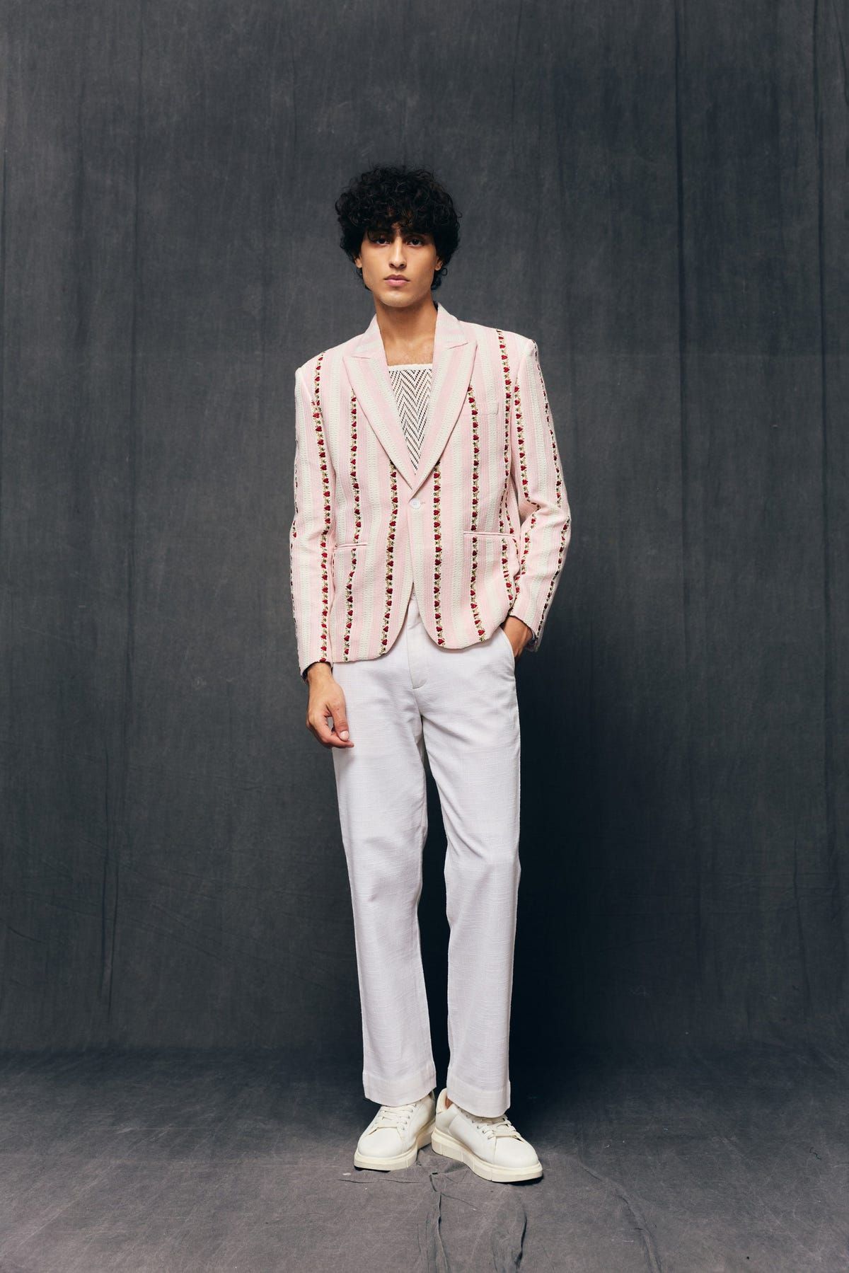 "Love stripes" embroidered blazer - image 3