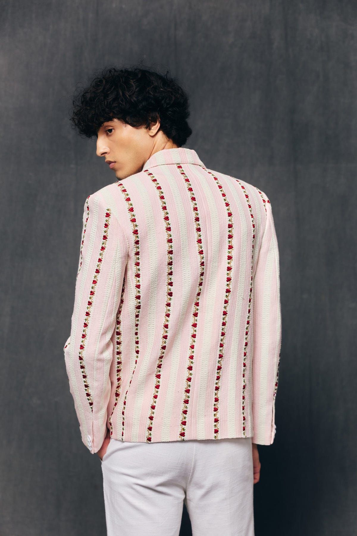 "Love stripes" embroidered blazer - image 4