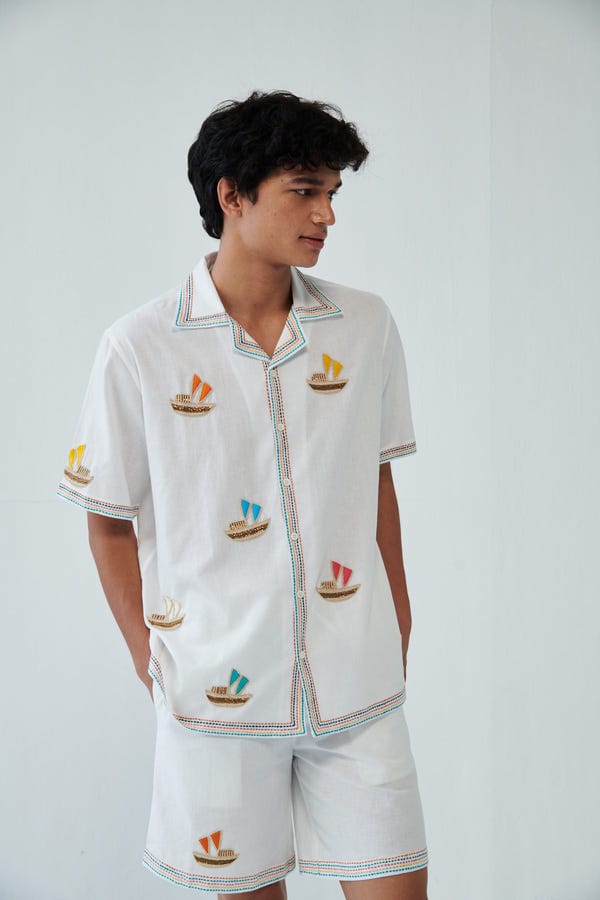 Perte D'ego — "Le Riveria" hand embroidered Shirt