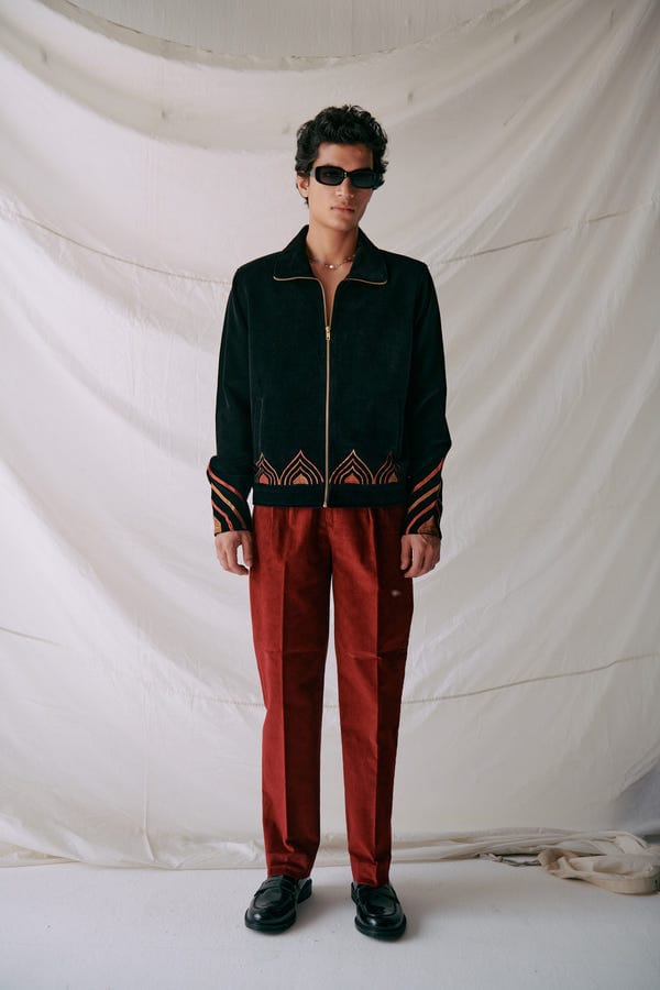Perte D'ego — “Jharokha” embroidered racing jacket
