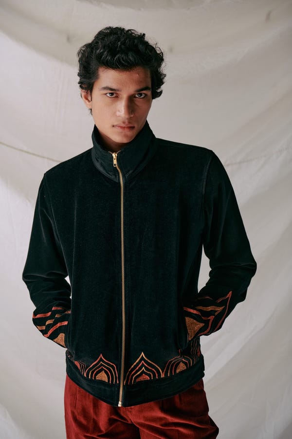Perte D'ego — “Jharokha” embroidered racing jacket