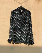 Polka dot silk velvet shirt- blue view 1