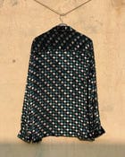 Polka dot silk velvet shirt- blue view 2