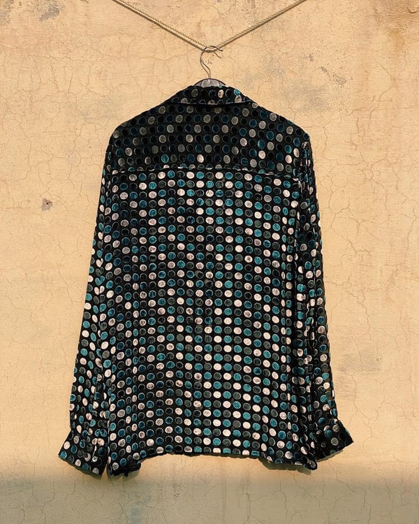 Perte D'ego — Polka dot silk velvet shirt- blue
