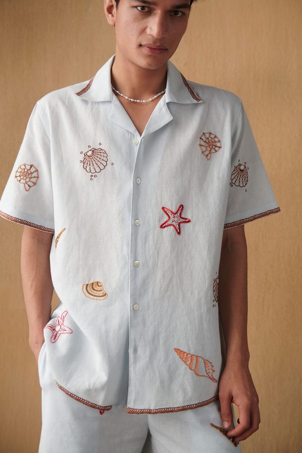 Perte D'ego — Seashells embroidered Shirt
