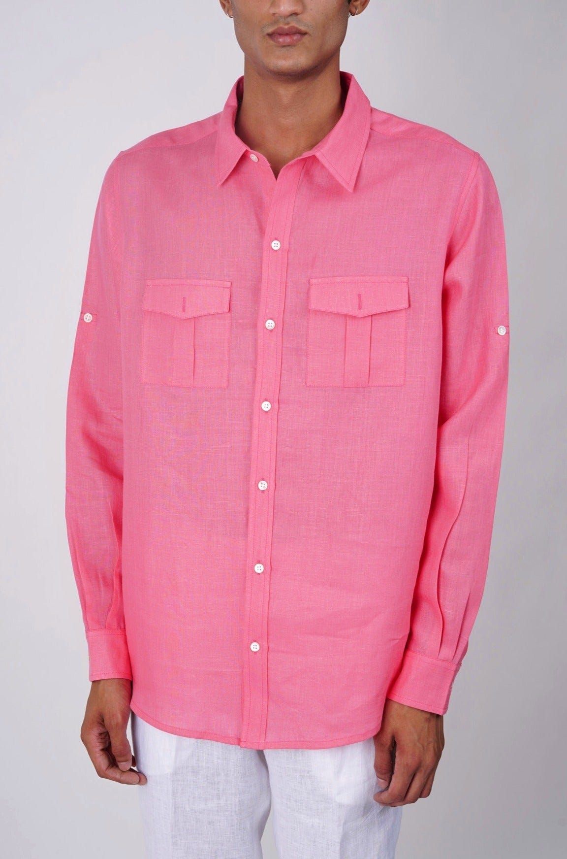 Salmon Pink linen shirt - image 1
