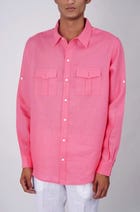 Salmon Pink linen shirt view 1