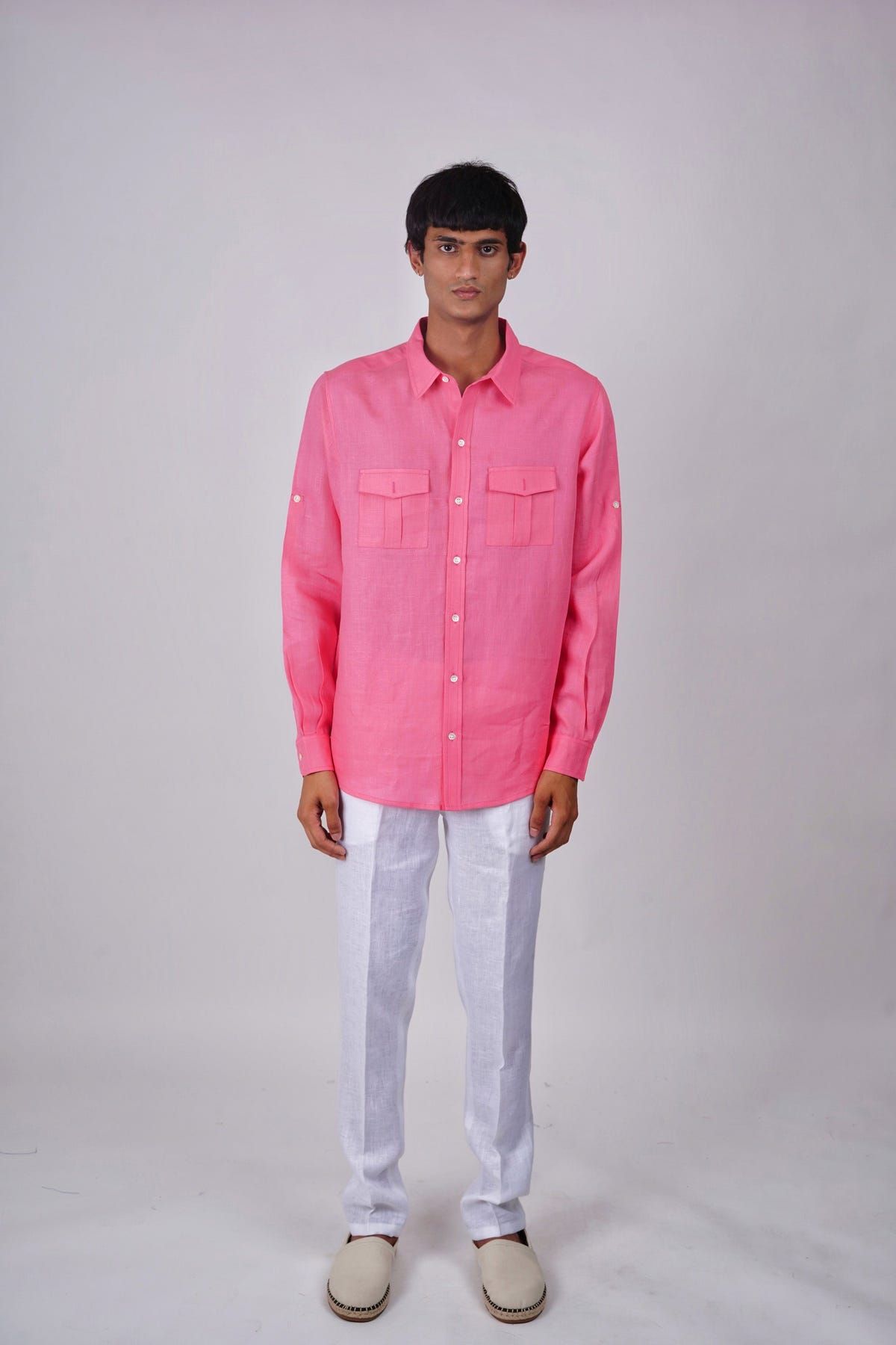 Salmon Pink linen shirt - image 2