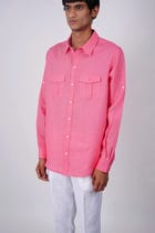 Salmon Pink linen shirt view 4