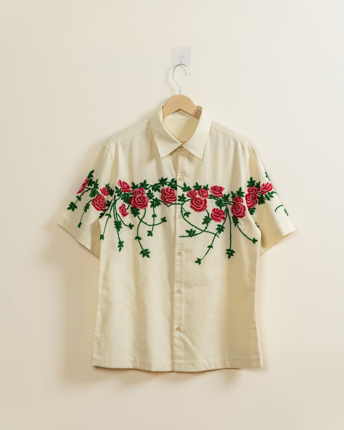 Beadwork roses hand embroidered shirt - image 1