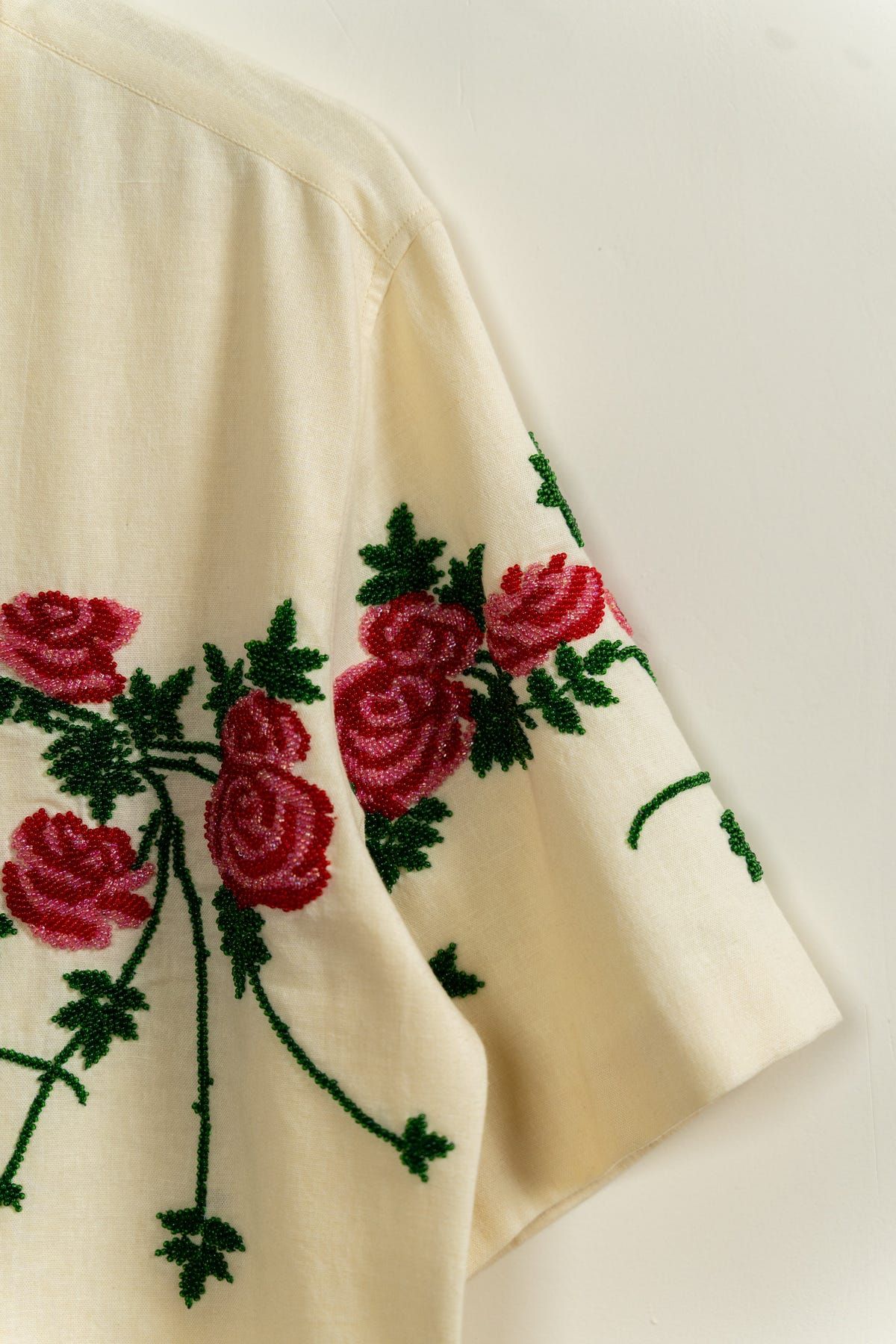 Beadwork roses hand embroidered shirt - image 3