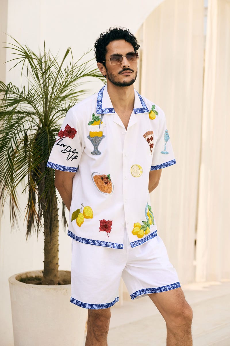 “An Italian Summer” hand embroidered shirt