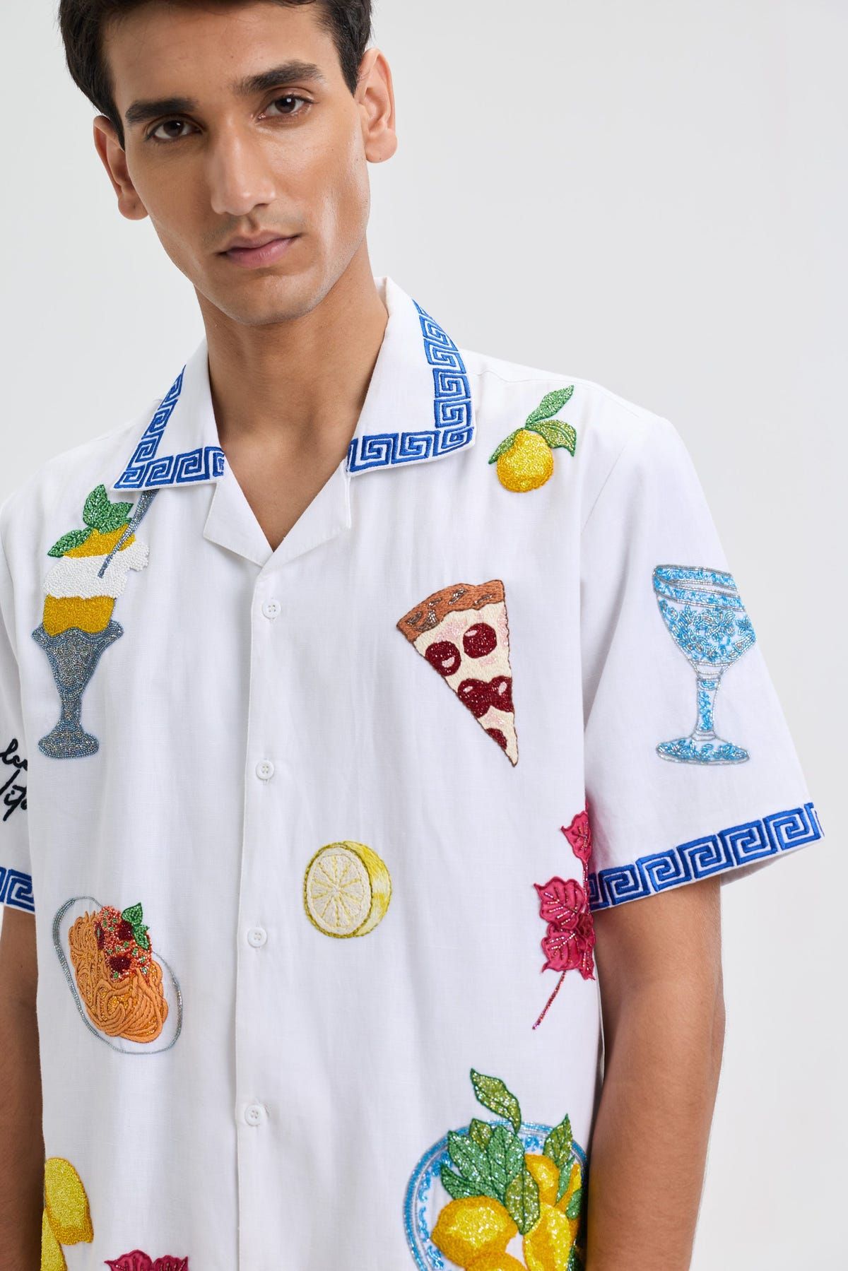 “An Italian Summer” hand embroidered shirt - image 5