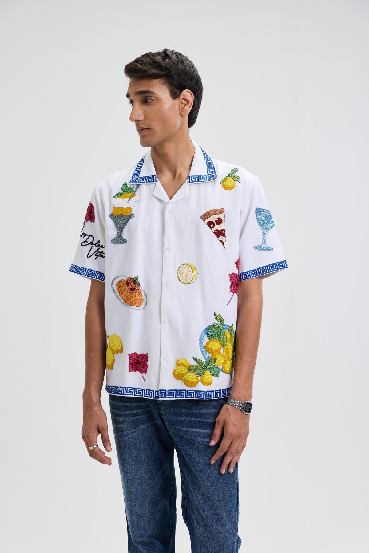 “An Italian Summer” hand embroidered shirt - image 8