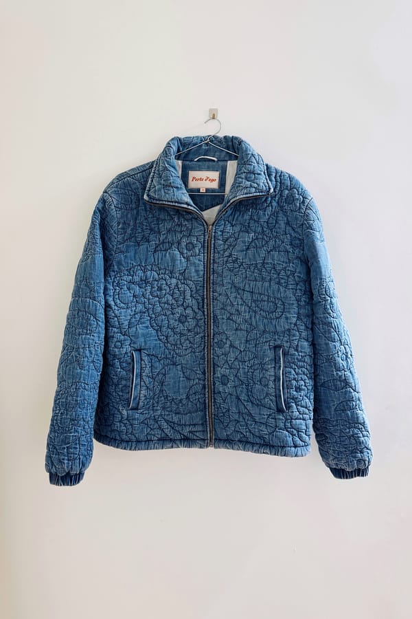 Perte D'ego — Denim Embroidered paisley quilted jacket