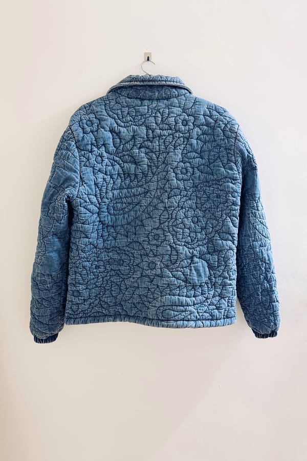 Perte D'ego — Denim Embroidered paisley quilted jacket