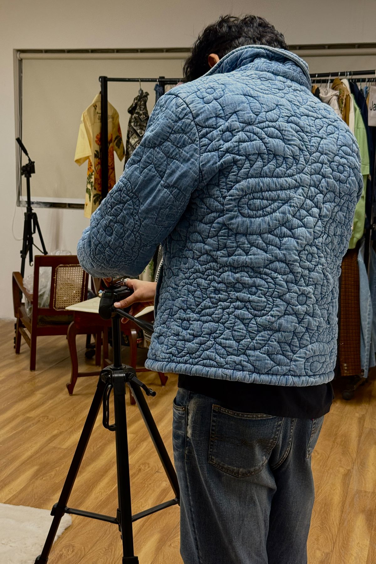 Denim Embroidered paisley quilted jacket - image 3