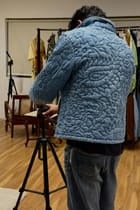 Denim Embroidered paisley quilted jacket view 3