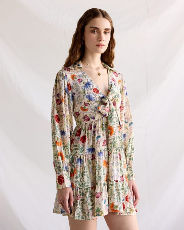 Perte D'ego — Vintage watercolor knot dress