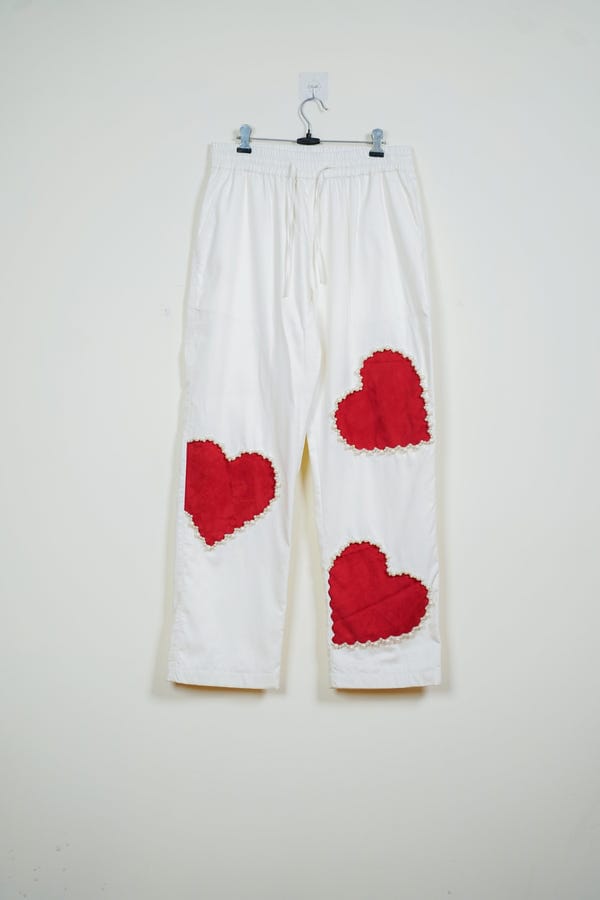 Perte D'ego — Hearts appliqué with pearls lounge pants