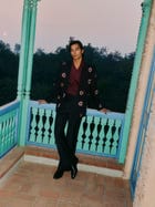“Velvet hearts” hand embroidered blazer view 6