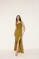 "Le Marigold" Pleated Cowl Aline Dress view 1