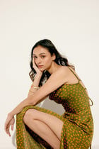 "Le Marigold" Pleated Cowl Aline Dress view 6