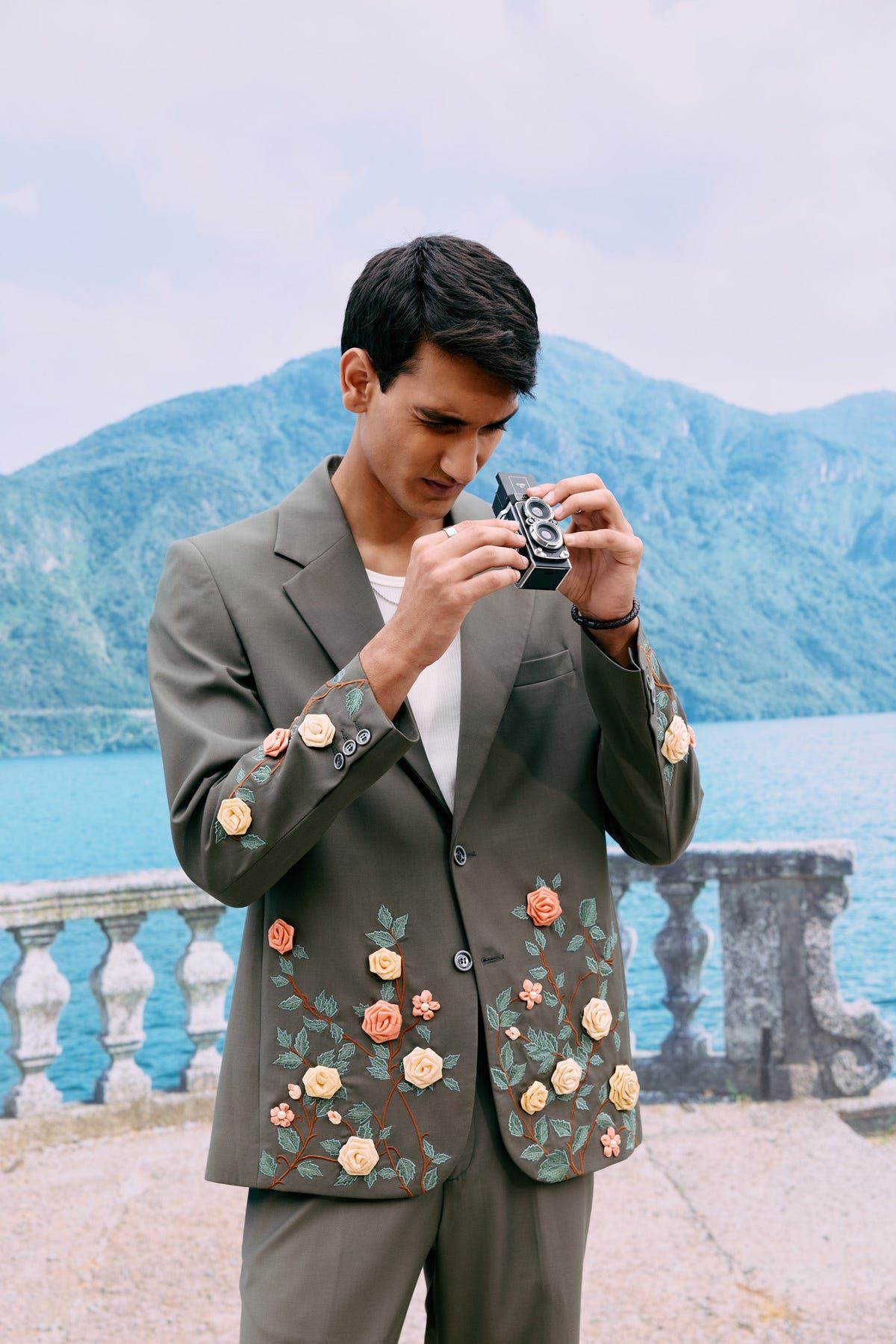 Summer floral hand embroidered Blazer - image 1