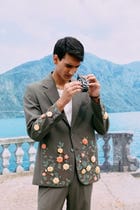 Summer floral hand embroidered Blazer view 1