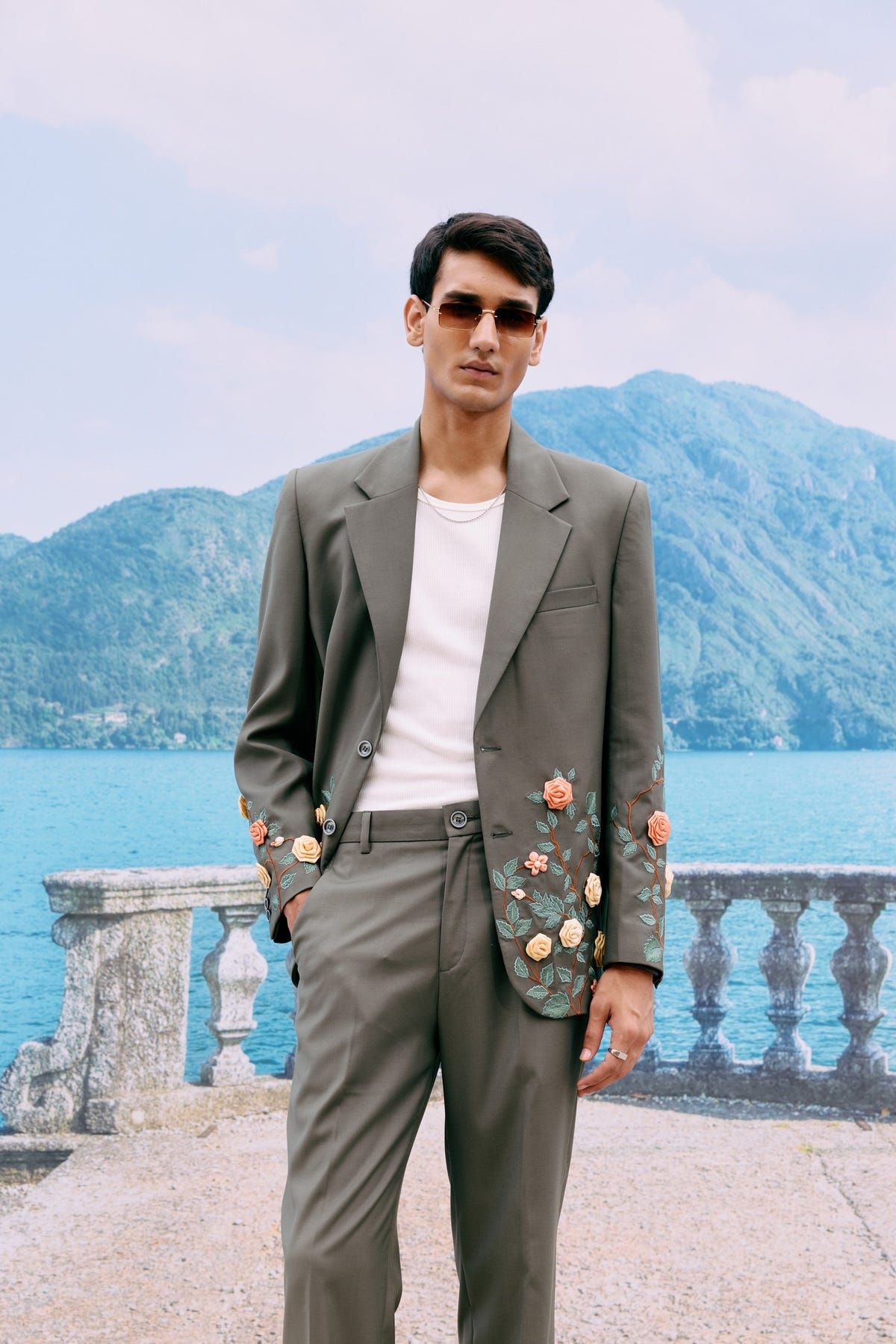 Summer floral hand embroidered Blazer - image 2