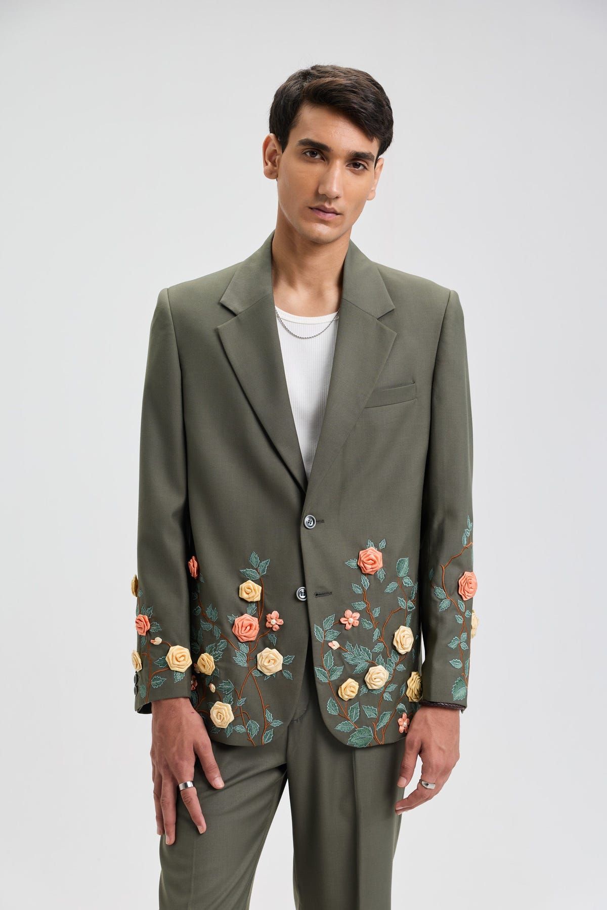 Summer floral hand embroidered Blazer - image 4