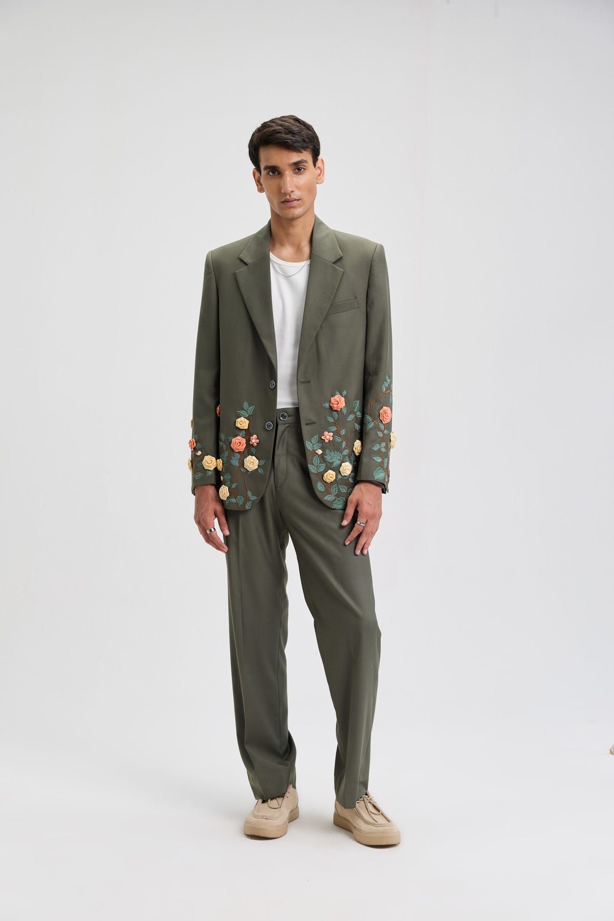 Summer floral hand embroidered Blazer - image 7