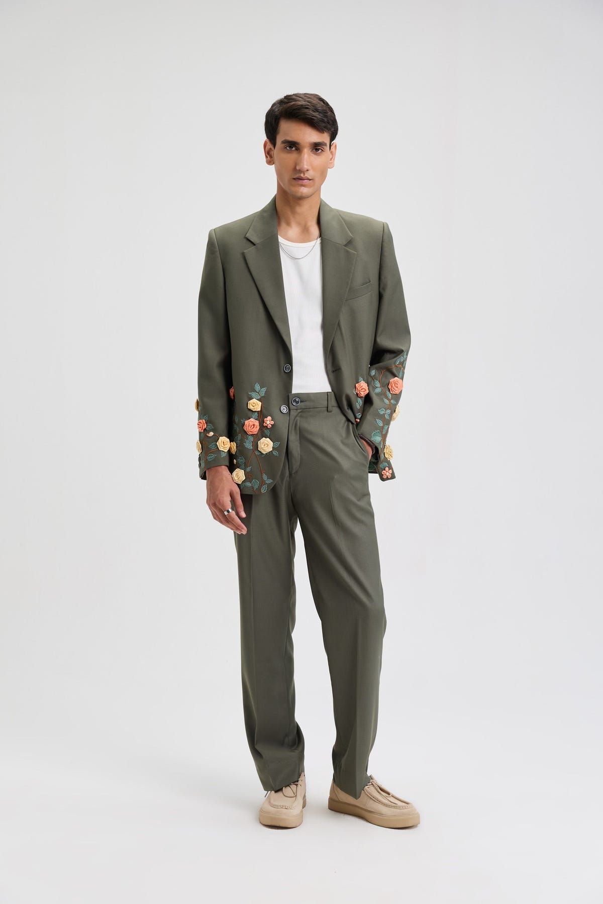 Summer floral hand embroidered Blazer - image 8