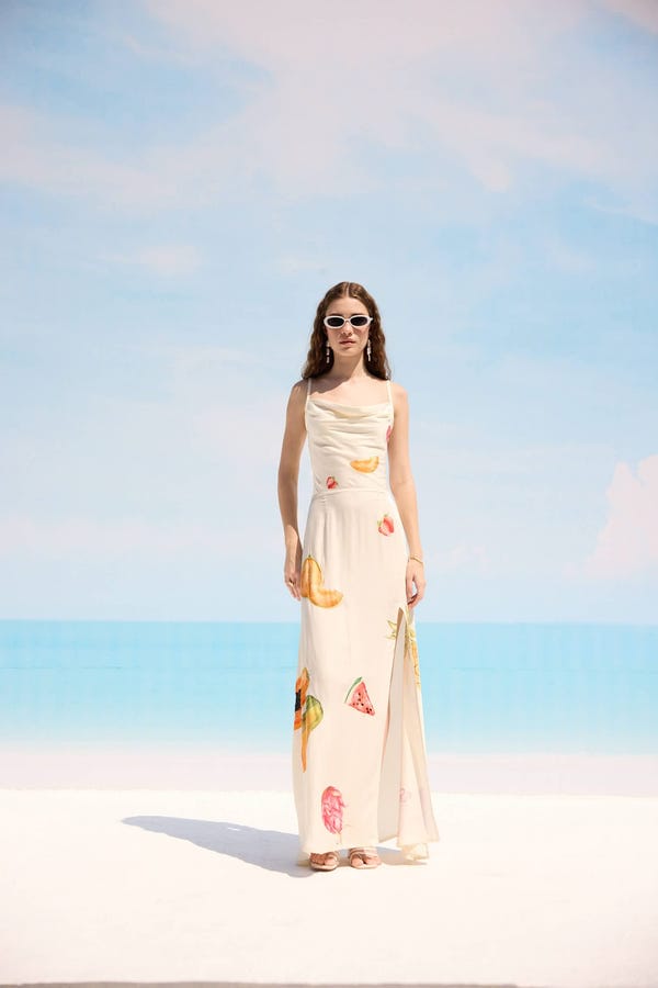 Perte D'ego — "Le Fruit" Pleated Cowl Aline Dress