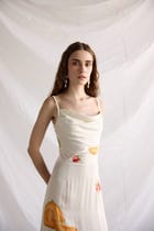"Le Fruit" Pleated Cowl Aline Dress view 3
