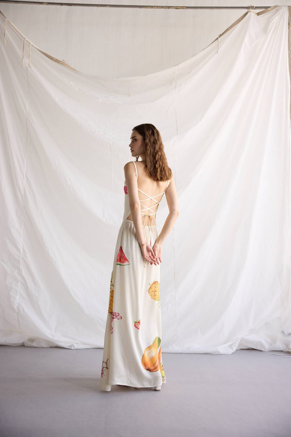"Le Fruit" Pleated Cowl Aline Dress - image 5