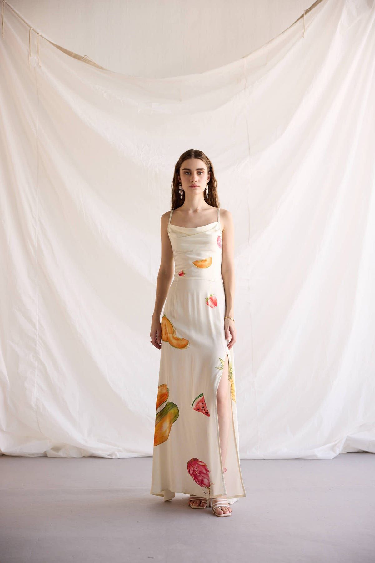 "Le Fruit" Pleated Cowl Aline Dress - image 6