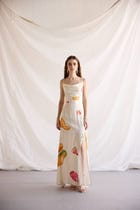 "Le Fruit" Pleated Cowl Aline Dress view 6