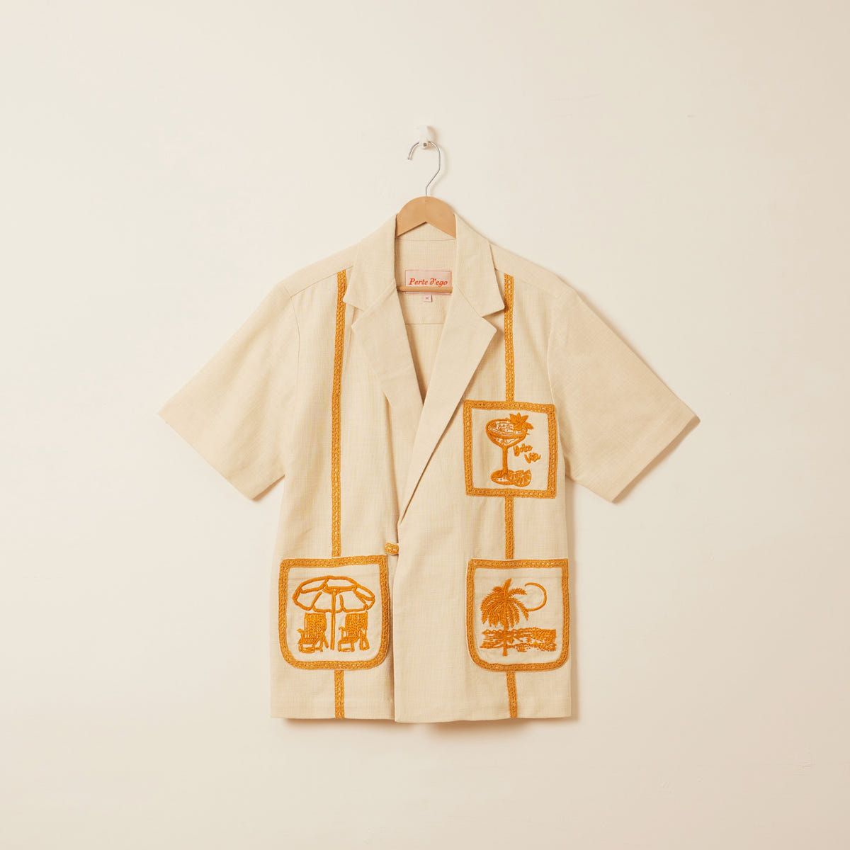 "Le summer soireé" hand embroidered resort shirt - image 1