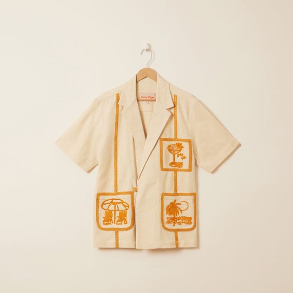 Perte D'ego — "Le summer soireé" hand embroidered resort shirt