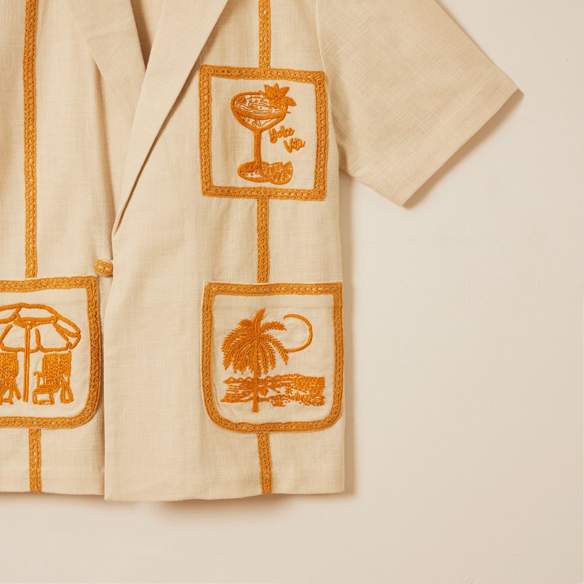 "Le summer soireé" hand embroidered resort shirt - image 2