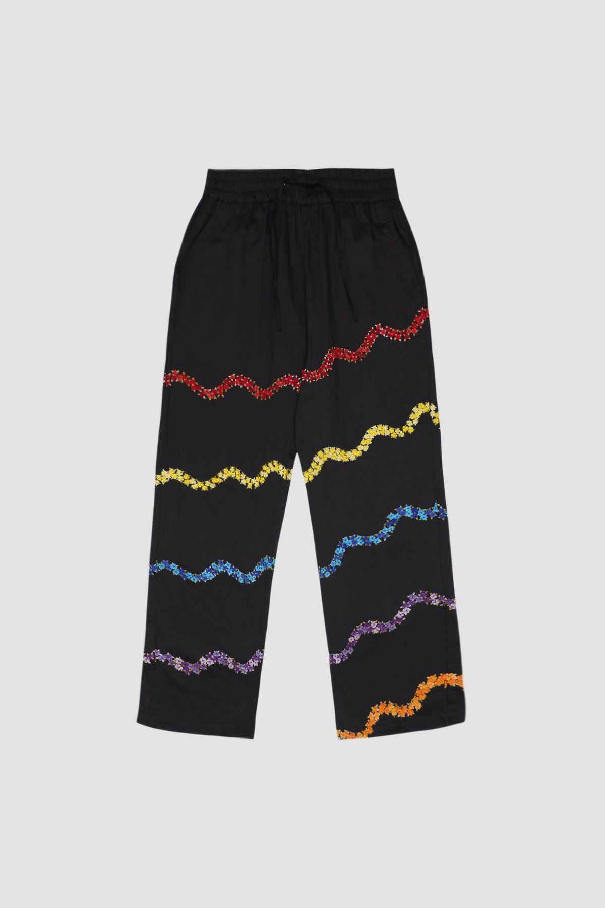 "Valley of flowers" hand embroidered lounge pants - image 1