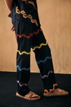 "Valley of flowers" hand embroidered lounge pants view 3