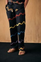 "Valley of flowers" hand embroidered lounge pants view 6